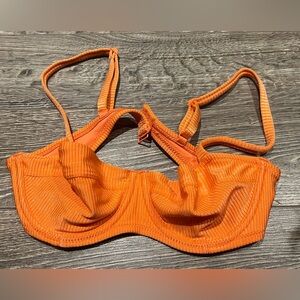 aerie Orange Ribbed Underwire Swim Bra